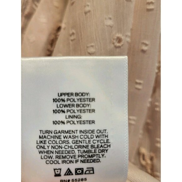 New Express Blush Pink Semi Sheer Long Puff Sleeve Bodysuit Sz S Feminine Fairy - Picture 7 of 7